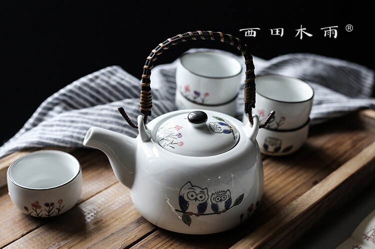 High temperature underglaze color tea set Owl tea ... โ Grandado