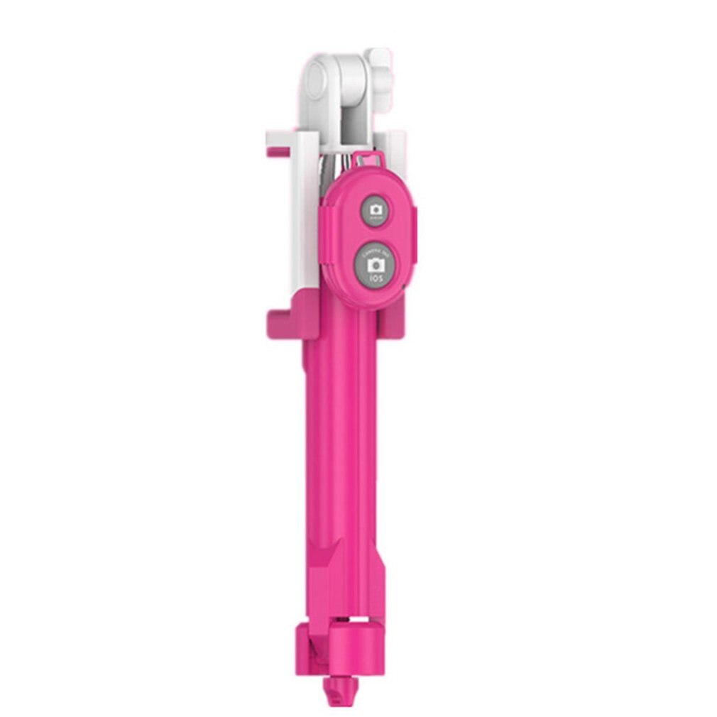 3 in 1 trådløs bluetooth selfie-stick til iphone / android / huawei foldbar håndholdt monopod lukker fjernbetjening udvidelig mini stativ: Lyserød