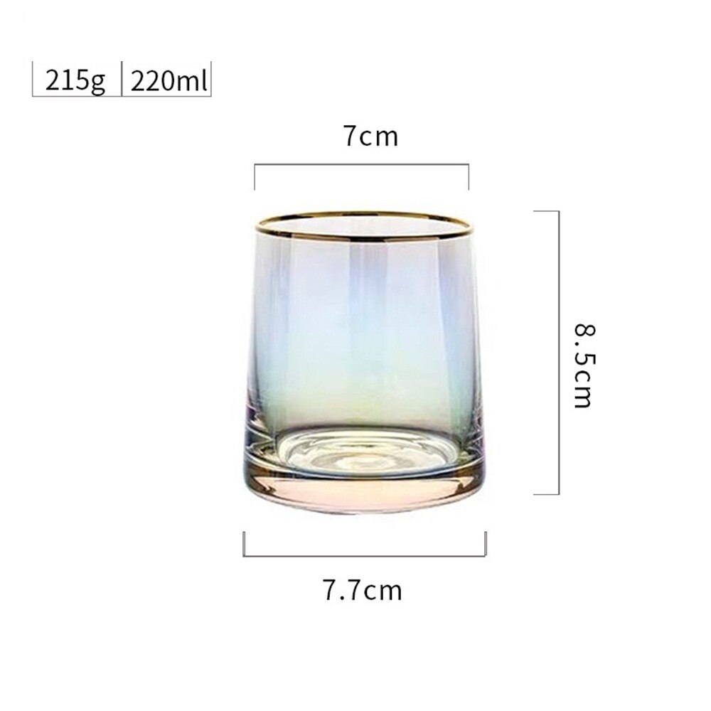 Japanese Style 220ML Water Glass Colorful Household Whiskey Glass Thick Bottom Ion Plated Water Juice Glass Glass: Colorful Phnom Penh