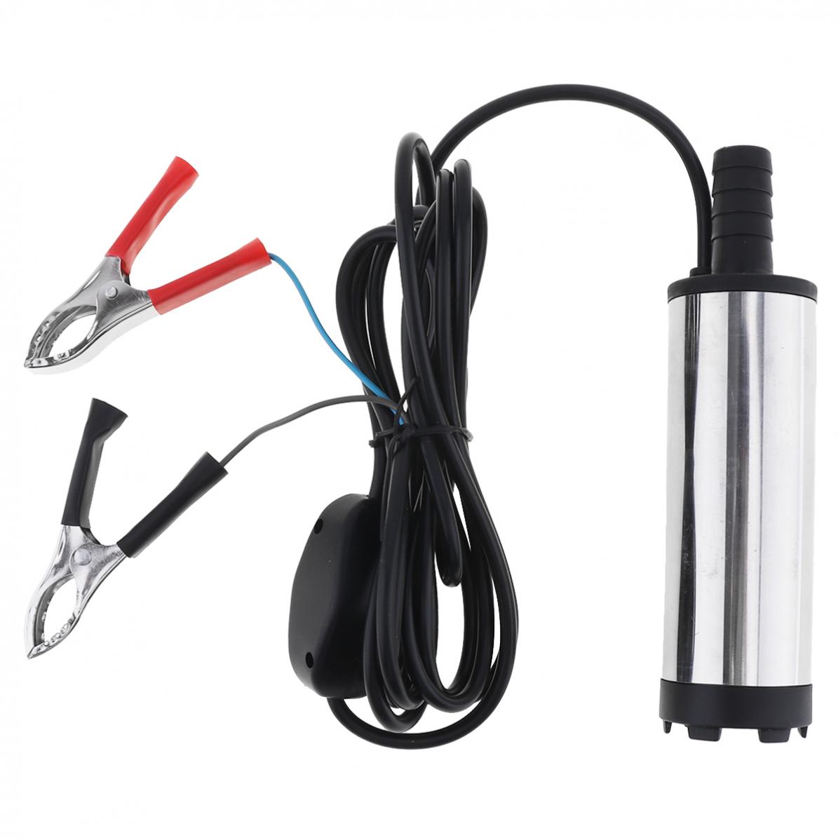 Universal DC 12V 38MM Portable Aluminium Alloy Car Electric Submersible Pump Fuel Water Oil Barrel Pump with 2 Alligator Clips