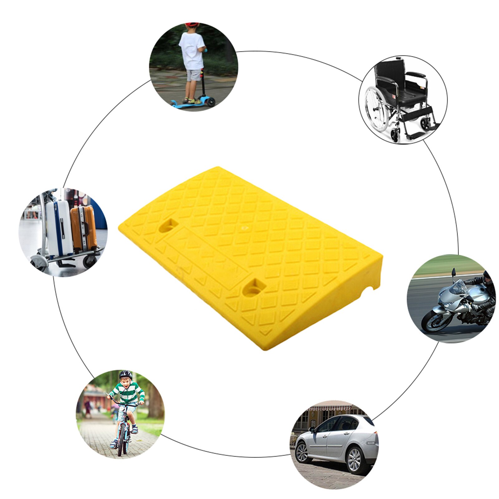 Rampas de Curb portátiles para coche, remolque, camión, motocicleta, silla de ruedas, pendiente de plástico resistente, 1 ud.