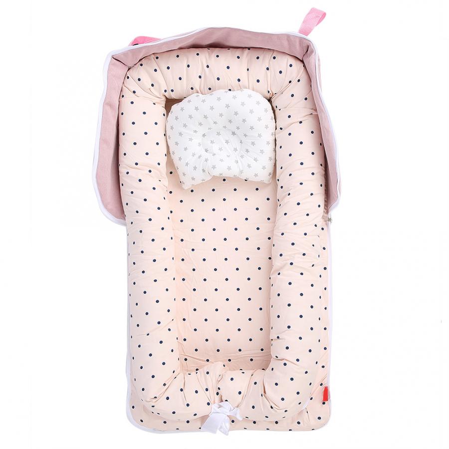 Aftagelig vaskbar bærbar barneseng spædbarn nyfødt soveværelse med pude baby beskyttelse rejseseng spædbarn vugge krybbe: Lyserød