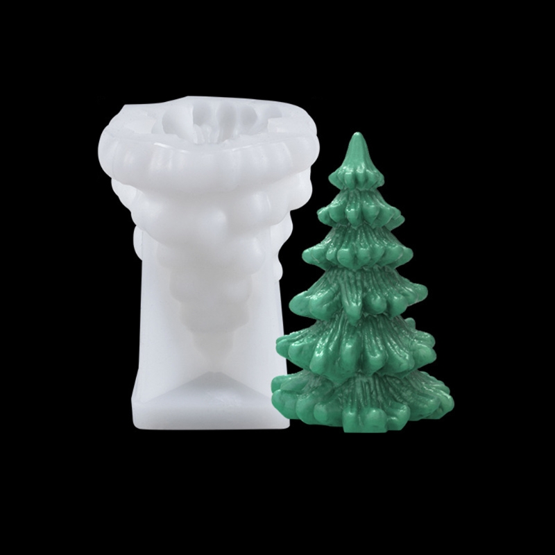 Moule en Silicone 3D arbre du père noël, pour la fabrication de bougies de noël, en résine, pour savon fait à la main, en argile, décor de gâteau au chocolat