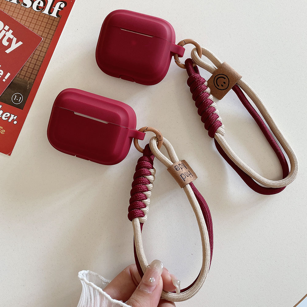 Funda de silicona suave Simple con correa de mano sonriente para auriculares Apple Airpods 4 1 2 Pro 3 Funda protectora inalámbrica Bluetooth