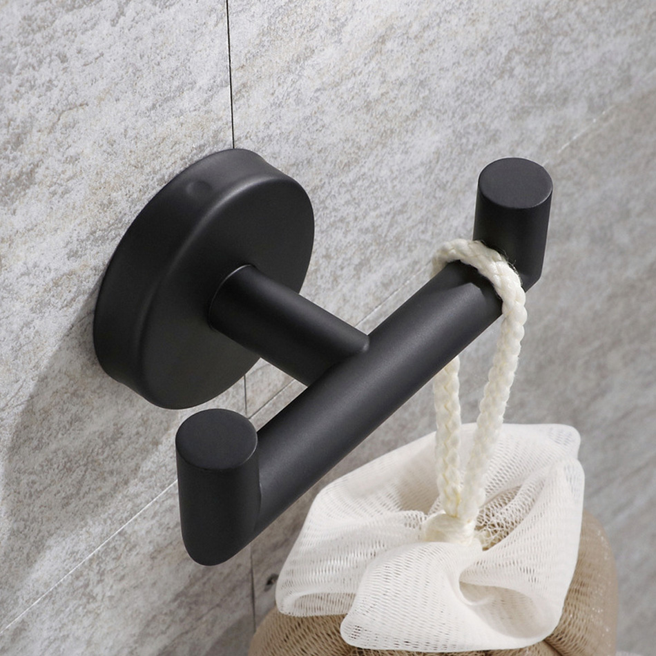 Dubbele wandhaak zwart geborsteld goud roestvrij staal metaal toilet keuken slaapkamer badkamer haken kleding handdoek opslag hangend