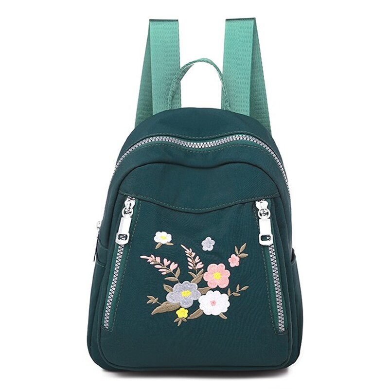 Koreaanse Stijl Borduurwerk Bloemen Vrouwen Rugzak Casual Blauw Kleine Rugzakken Voor Meisjes Oxford Rugzak Reizen Mochila Feminina Tas: green