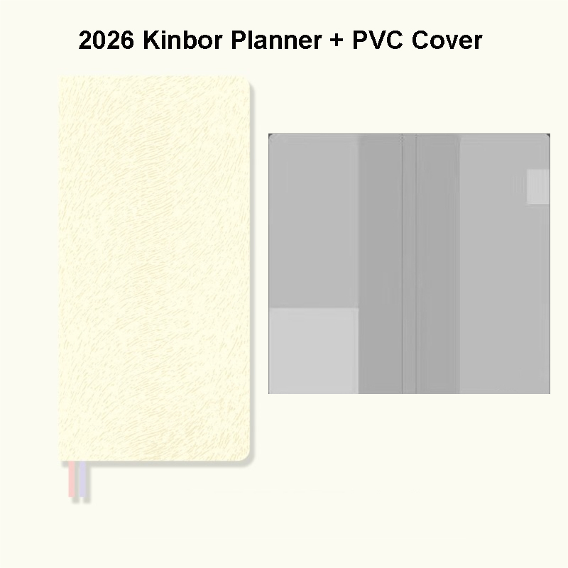 Kinbor Planner Notebook Yearly/Monthly/Weekly Organizer Handbook Goal Tracking Annual Goals Doodling Small Notepad: grey