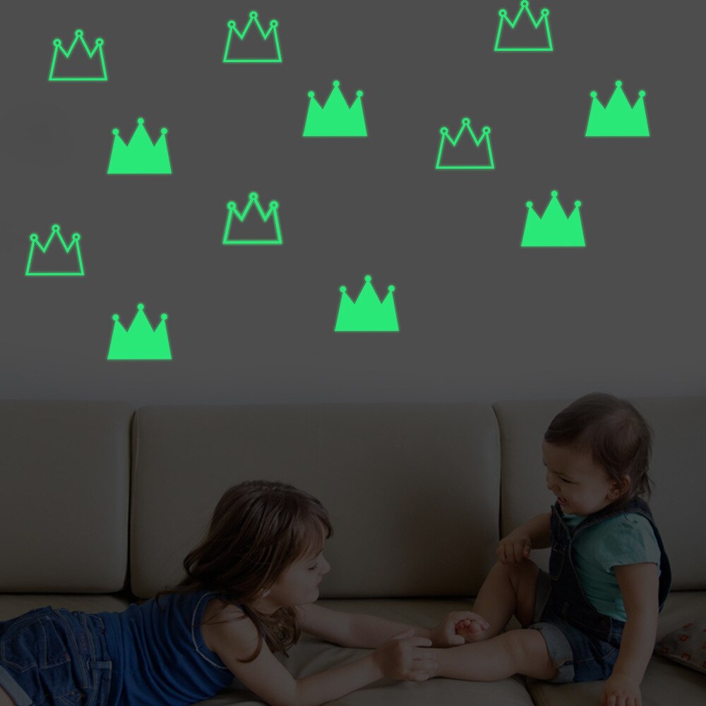 Crowns Switch Sticker Glow in the Dark Wall Sticker Kids Rooms Girl Bedroom DIY Decoration Luminous Sticker