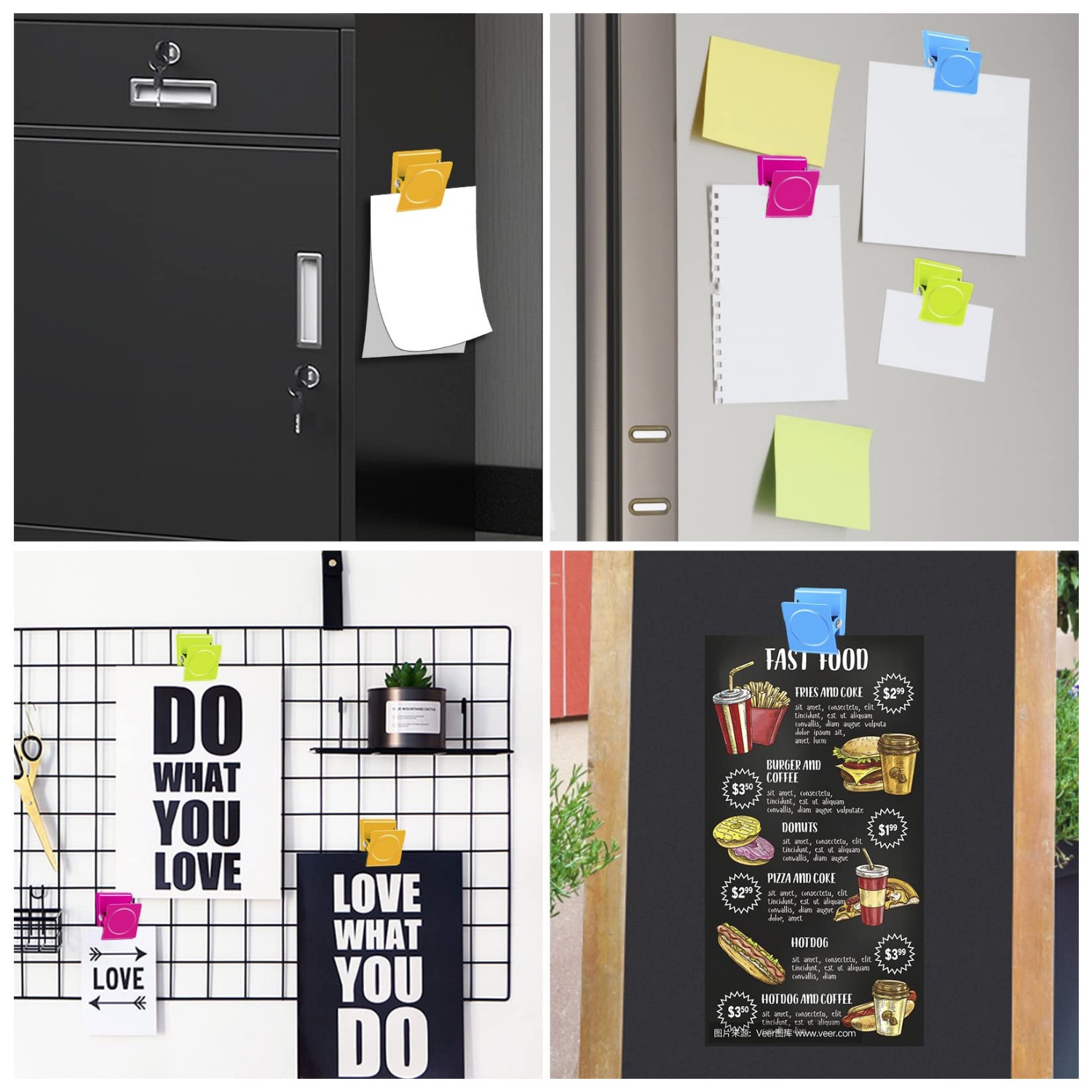 Kühlschrank-Magnetklammern, robuste Kühlschrankmagnete, Clips für Whiteboard, mehrfarbige magnetische Klemme aus Metall