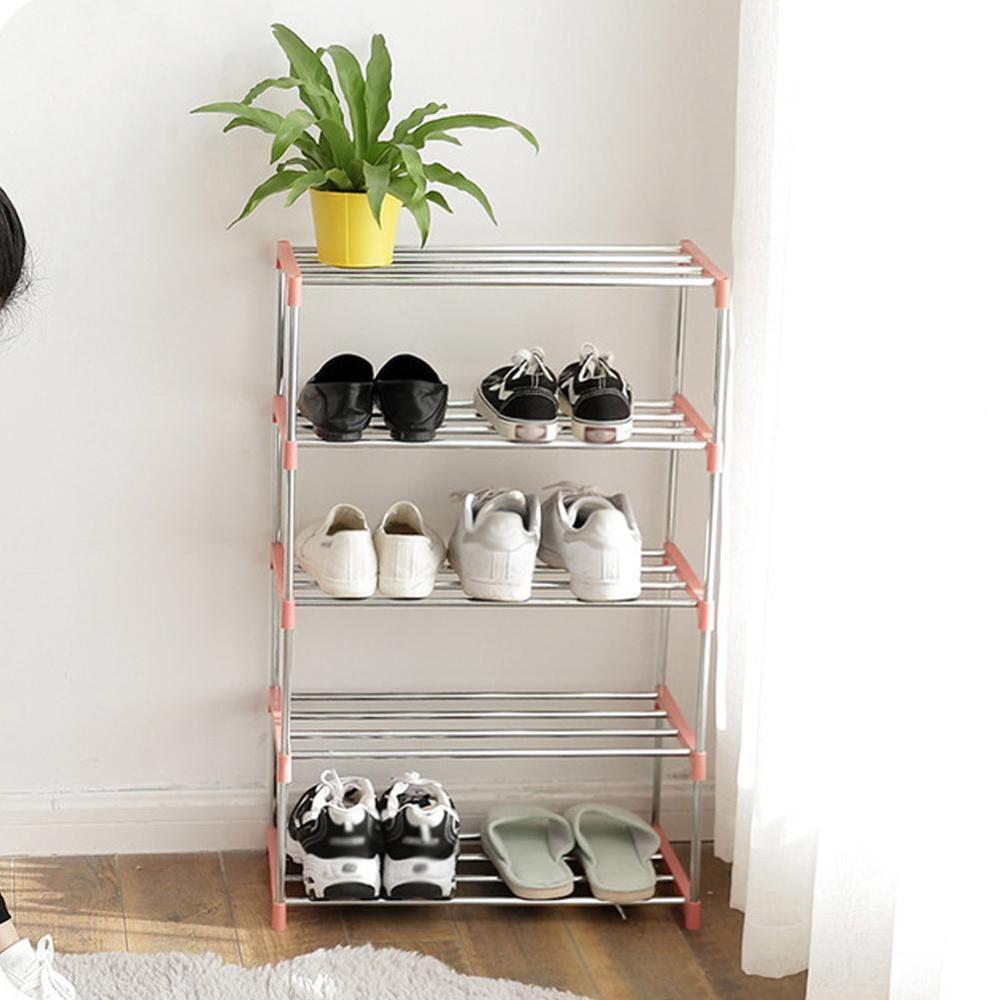 3/4 Tiers Stapelbaar Schoenenrek Opslag Plank Thuis Hal Schoenen Organizer Rvs Schoenenrek