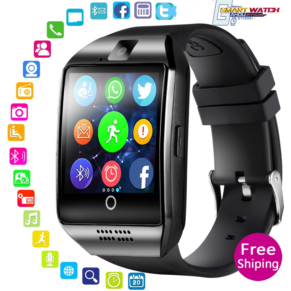 nouvelle montre intelligente chaude avec caméra Q18 Bluetooth Smartwatch SIM TF carte pour Android Slot Fitness activité Tracker Sport montre