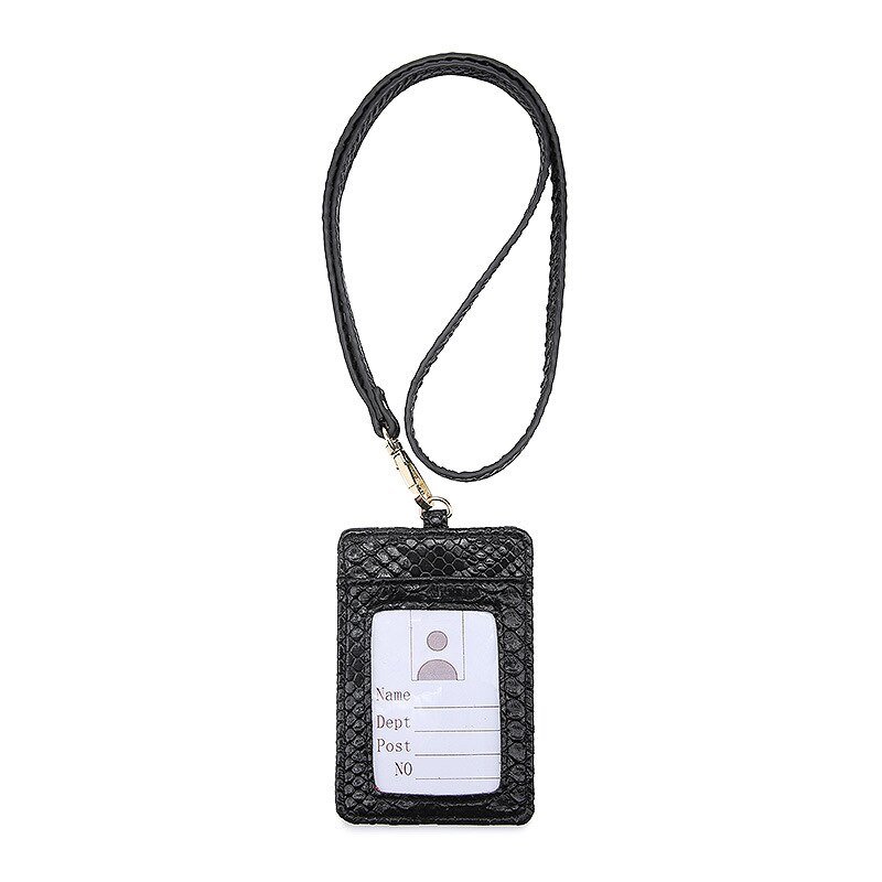 Mode Multifunctionele Id Card Case Vrouwen Purse Pu Leer Snake Patroon Credit Kaarthouder Werk Kaarthouder Bus kaarthouder: black