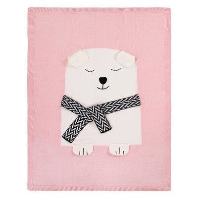 luft tilstand quilt kanin rev strikket baby tegneserie dyr teppe sofa barnevogn dekker låve nyfødt sengetøy swaddle dekk: Rosa bjørn