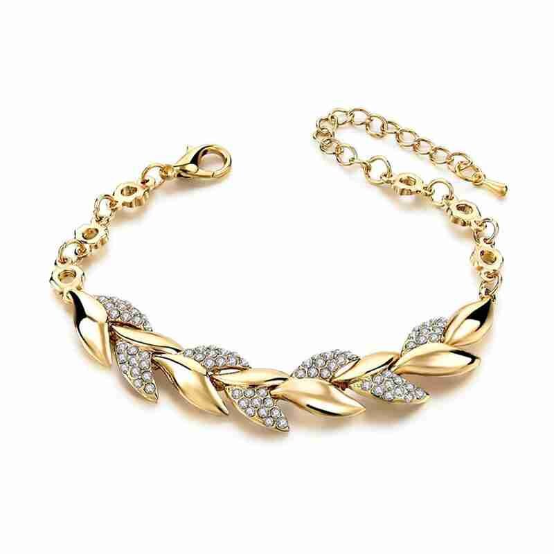 Gold Geflochtenen Blatt Armbänder Für Frauen Luxus Kristall Blatt Armbinde Hand Kette Für Braut Hochzeit Schmuck: Ursprünglich Titel