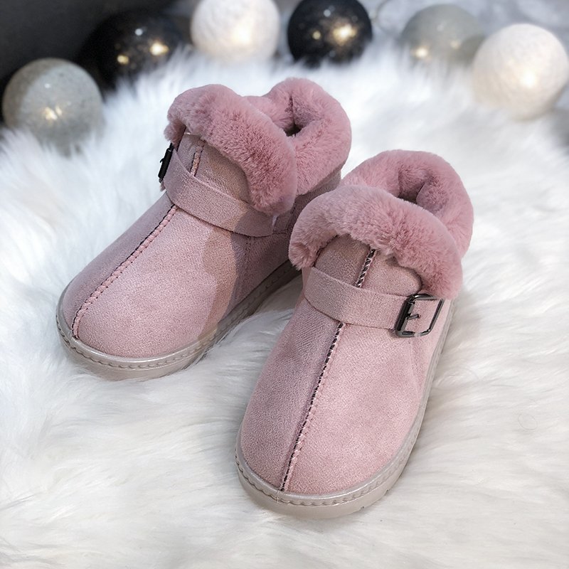 Infant Girls Winter Snow Boots For 1-3 Years Warm Plush Outdoor Flat Walking Shoes Non Slip Princess Little Baby Ankle Boots: Pink / 25 (Insole 16.3cm)