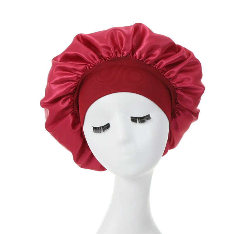 Gorro Unisex Elástico y Ancho de Satén para Dormir, Boina al Estilo Cúpula, con Cinta, para el Cuidado del Cabello de Noche y bajo la Ducha, Color Sólido: c