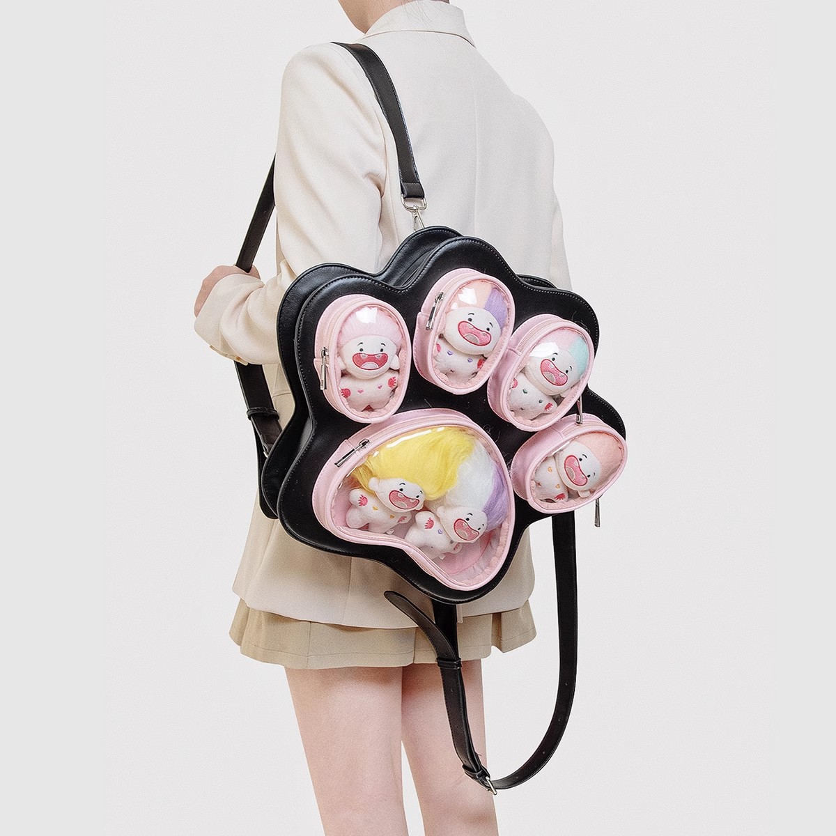 Fashionable Large Capacity Crossbody Backpack Y2K Itabag Multi-pain Layer Cat Paw Japanese Cute Girl Ulzzang Ita Bag