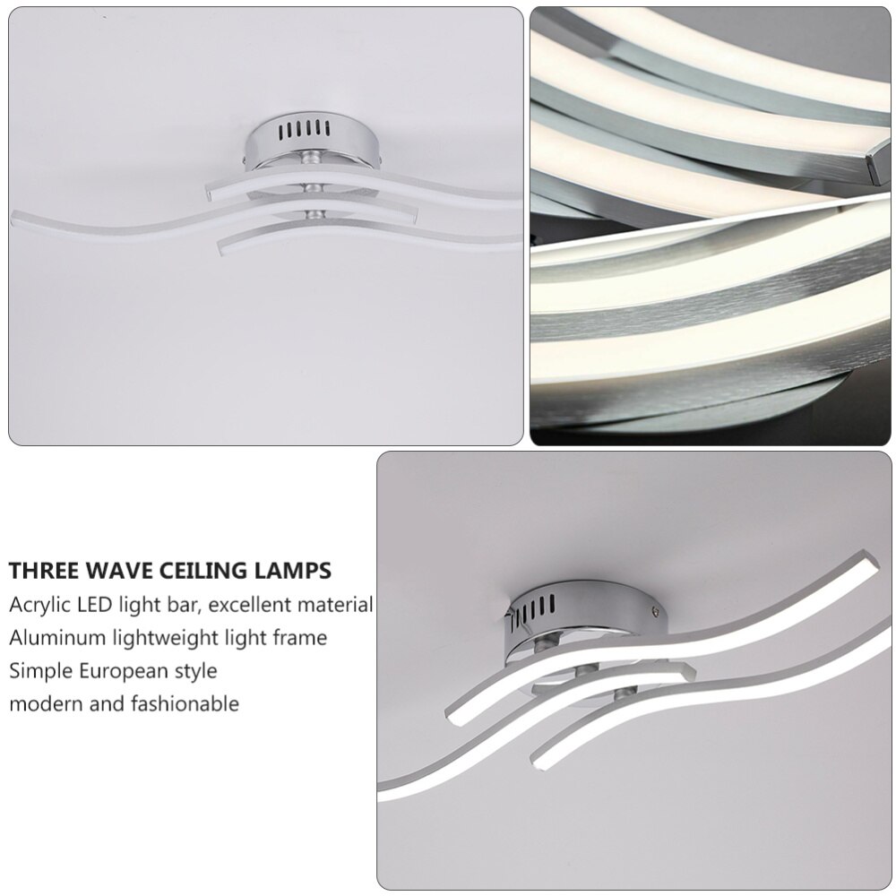 Ceiling Lamp Triple Line Wave Shape Flashing Decoration Light