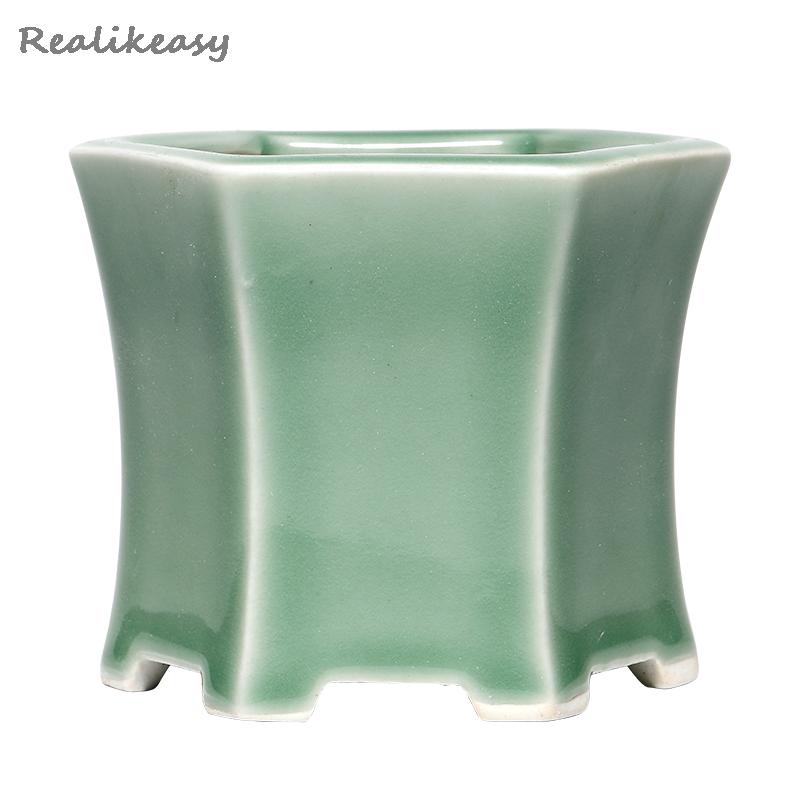 New Arrival domowe doniczki ceramiczne stół Bonsai zielone sukulenty doniczki pulpit dekoracyjne do ogrodu LB552