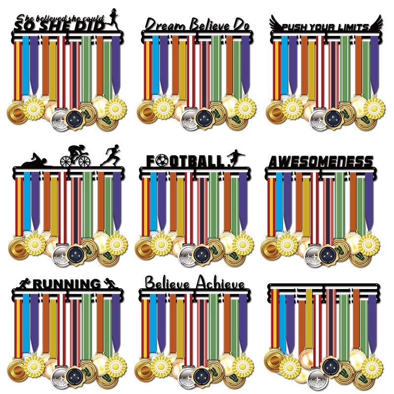 Heavy duty medalje bøjle sports medalje display bøjle medalje holder til løb, cykling, svømning, marathon medaljer