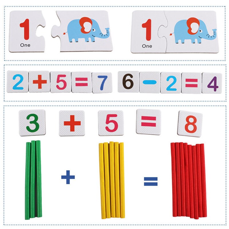 Kids Drawing Wooden Number Matching Puzzle Toy Toddlers Preschool Educational Puzzles New1