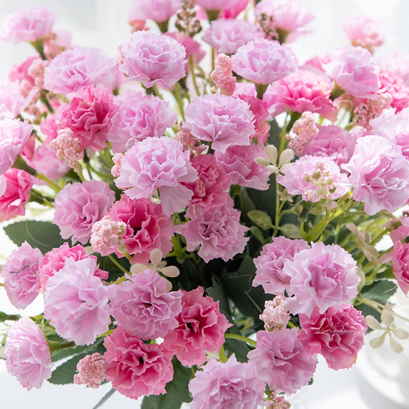 15 cabezas, flores artificiales, Clavel pequeño para Navidad, corona de costura para el hogar, artesanía, decoración de arco de boda, flor artificial