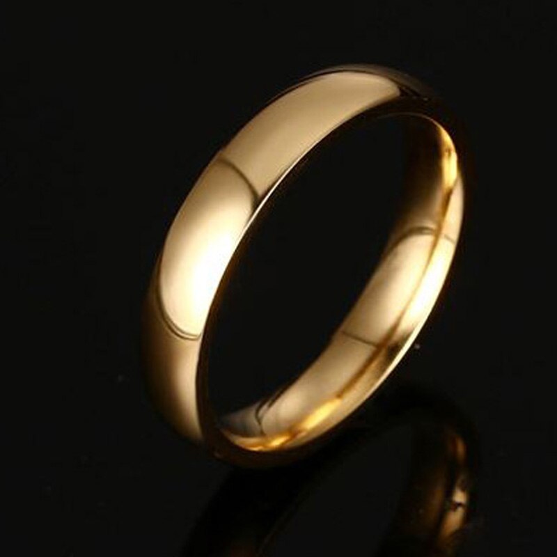 Meaeguet 4mm Wide Gold-color Stainless Steel Wedding Band Engagement Rings For Women Men Jewelry USA Size 5-12