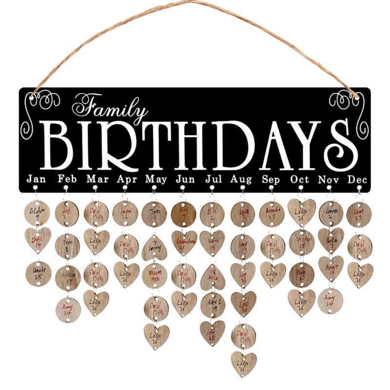 Birthday Family Birthday Board Reminder Wall Wooden Calendar Listing Home Decoration: A4
