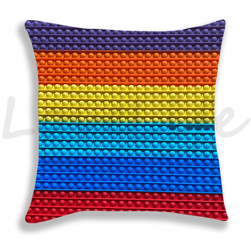 Pop Het Afdrukken Kussensloop Regenboog Kleur Leuke Kussenhoezen Sofa Stoel Bed Kussensloop Huis Decoratieve Kussensloop 45Cm * 45Cm: 15