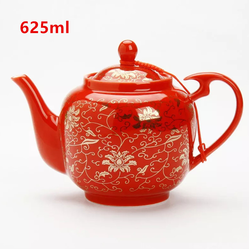 Kinesisk testel drage og føniks bryllup rød gaiwan keramisk testel terrin jingdezhen porcelæn te låg skål spisestel kopper: 625ml tekande ratton