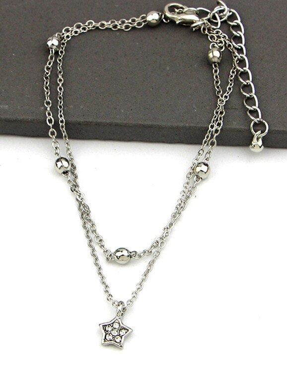 Simple Heart Ankle Layering Pendant Anklet Foot Jewelry Summer Beach Anklets On Foot Ankle Bracelets For Women Leg Chain: Pentagram