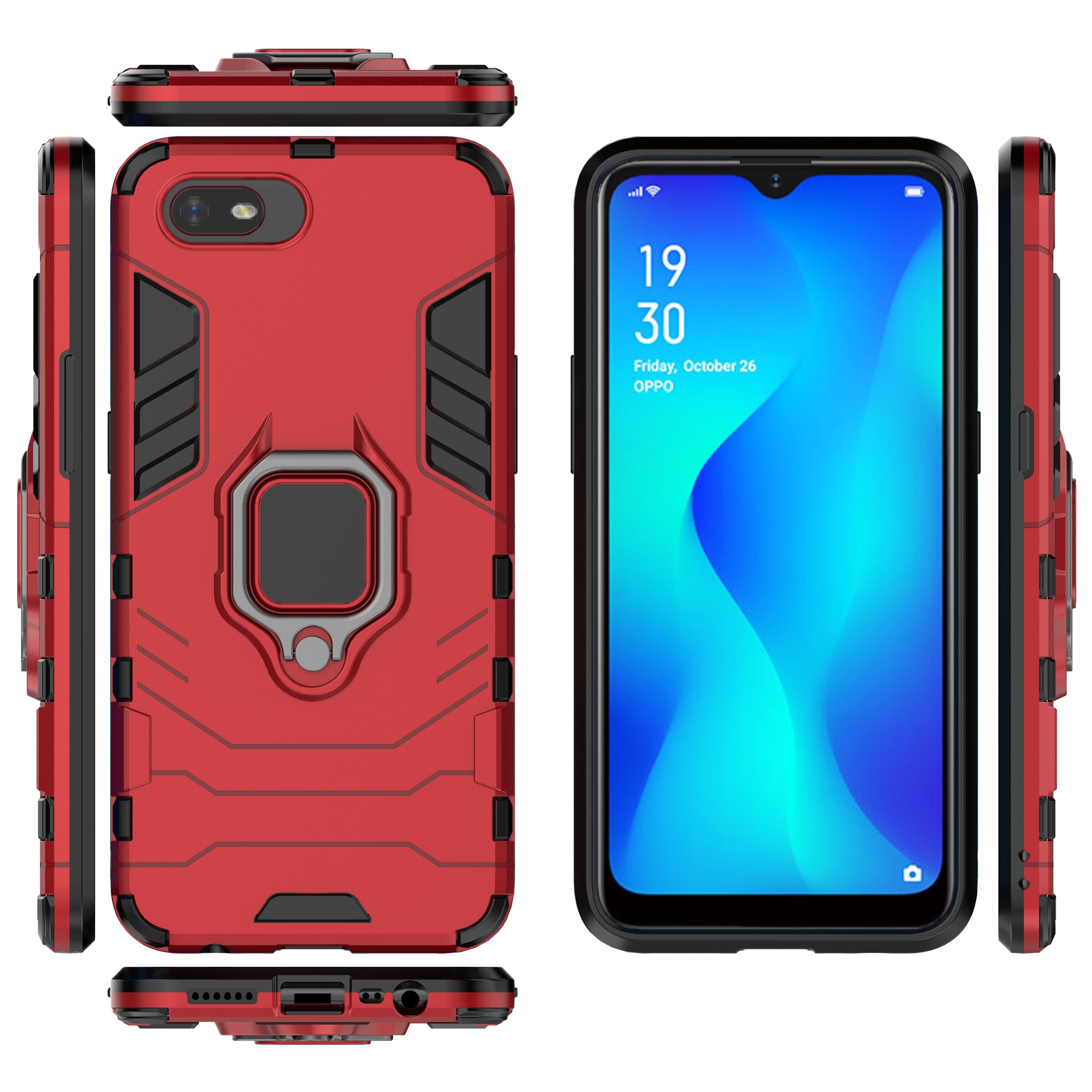 Telefoon Houder Vinger Ring Case Voor Cover Oppo A1k CPH1923 Magnetische Armor Cover Op De Voor Oppo Realme C2 A1k / Realme C2 RMX1941: for Oppo A1k / Red