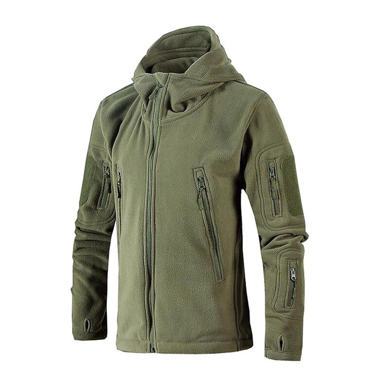 Unisex Outdoor Micro Polar Fleece Jackets Thermal Trekking Coat hiking camping hunting fishing heated travel Clothes Men: Green / L