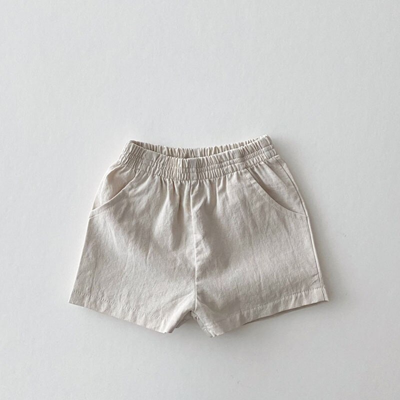 Novo shorts de desenho animado de verão, calções infantis, xadrez, casuais, soltos, estampas fofas de urso, bebês, meninos, algodão: m-Apricot Beige / 3T