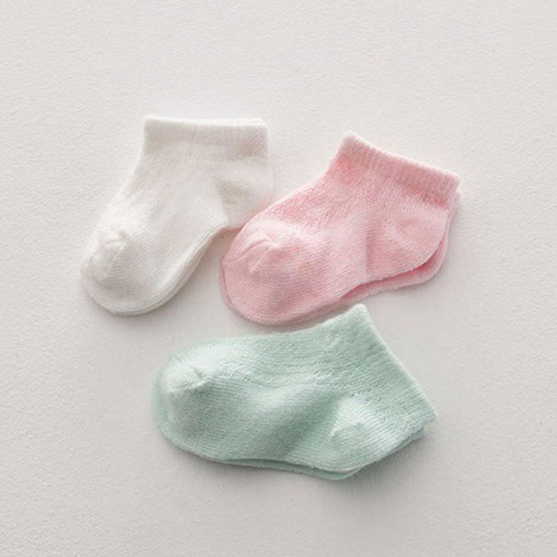 Chaussettes pour bébé, en coton, fines et respirantes, en maille, blanches et douces, pour -né, garçon et fille, printemps automne,