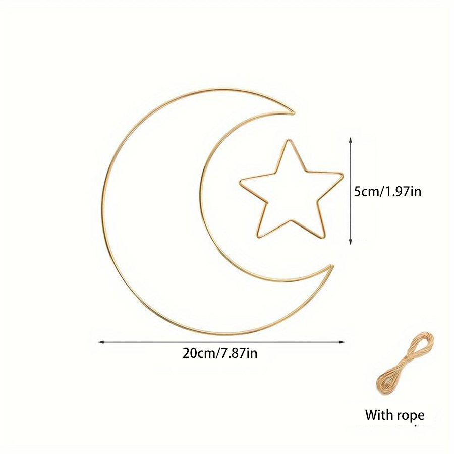 Gouden Maan Ster Set DIY Wanddecoratie Metaal Ijzer Muur Kamer Raamkozijn Decoratie: Default Title