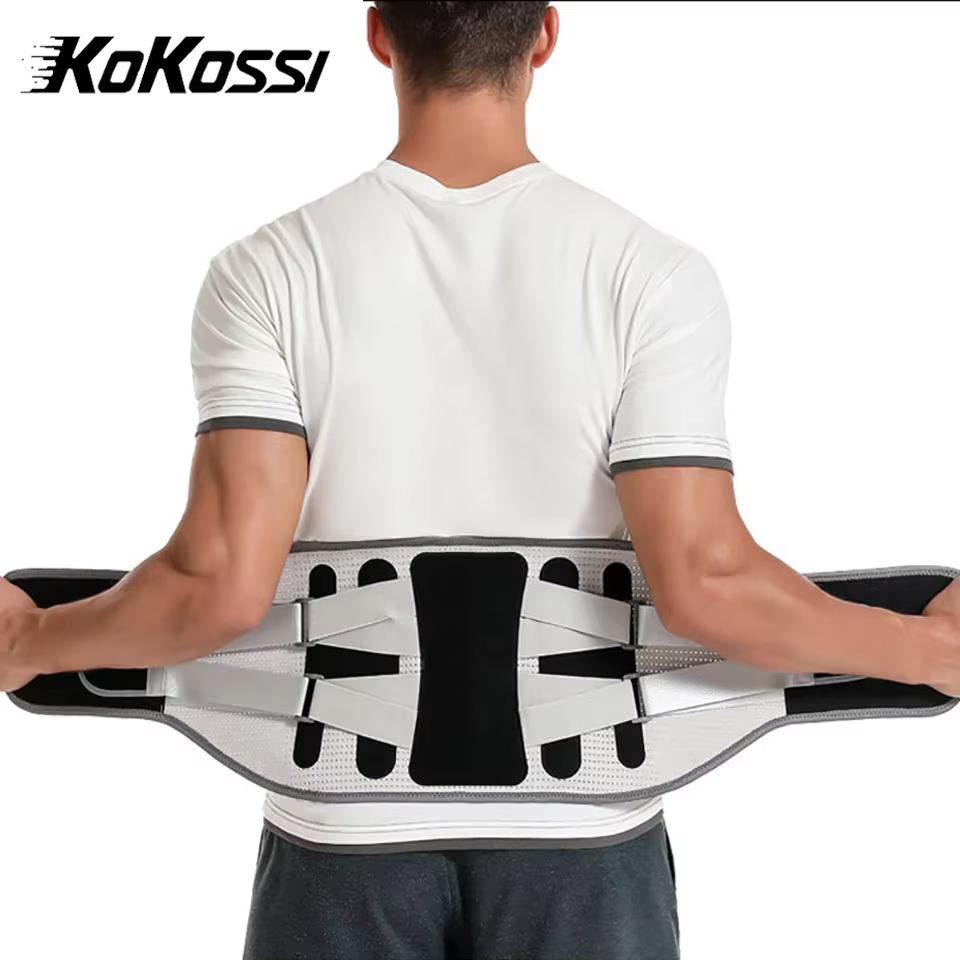 KoKossi 1 stuks druk ademend verstelbare taillebeschermer lendensteun gym vaste riem fitness stalen plaat ondersteuning unisex