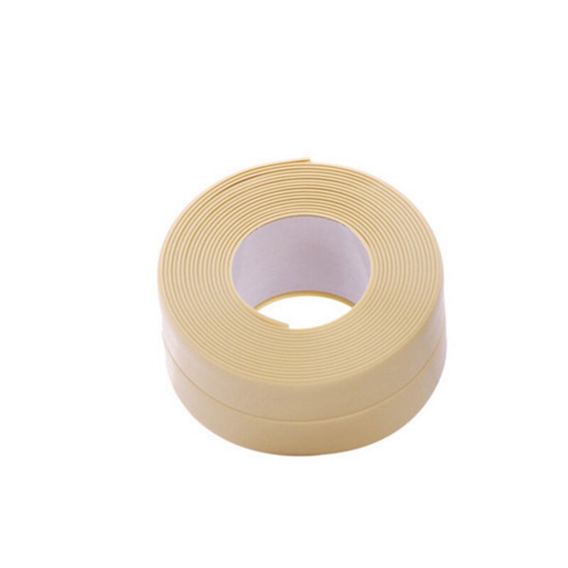 1 ROLL PVC Material Bathroom Kitchen Shower Heat Resistant Water Proof Mould Proof Tape Sink Sealing Strip Self Adhesive Tape: 2.2mm / Beige