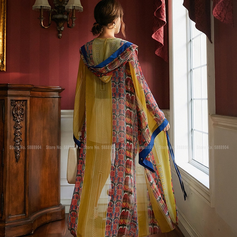 Kinesisk stil seaside thai cardigan sommer strandkåper tilfeldig kvinner india bohemprint jakker cardigan afrika klær