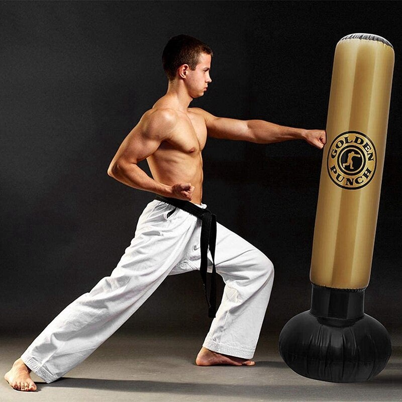 Boxing Punch Heavy Bag Inflatable Punching Bag Free-Standing Tumbler Column Sandbag for Adults Children Fitness 63Inch