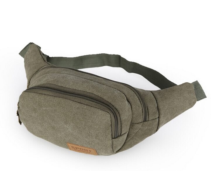 Vogue Star -Selling Multifunctionele Casual Canvas Taille Pack Organizer Tas Voor Mannen Taille Zakken LA106: Army Green