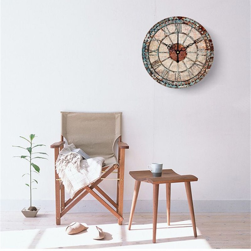 Nordic Retro Wanduhr Moderne Shabby Stil Chic Mechanismus Uhr Hängen Vintage Rost Decor Runde Riesen Uhren Wohnzimmer Hause