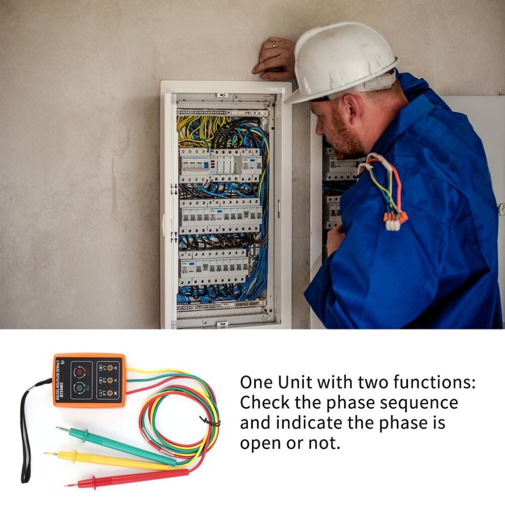 testeur d&#39;indicateur de Rotation à 3 phases SM852B, détecteur de compteur, Buzzer LED avec pochette Portable TD-LED02
