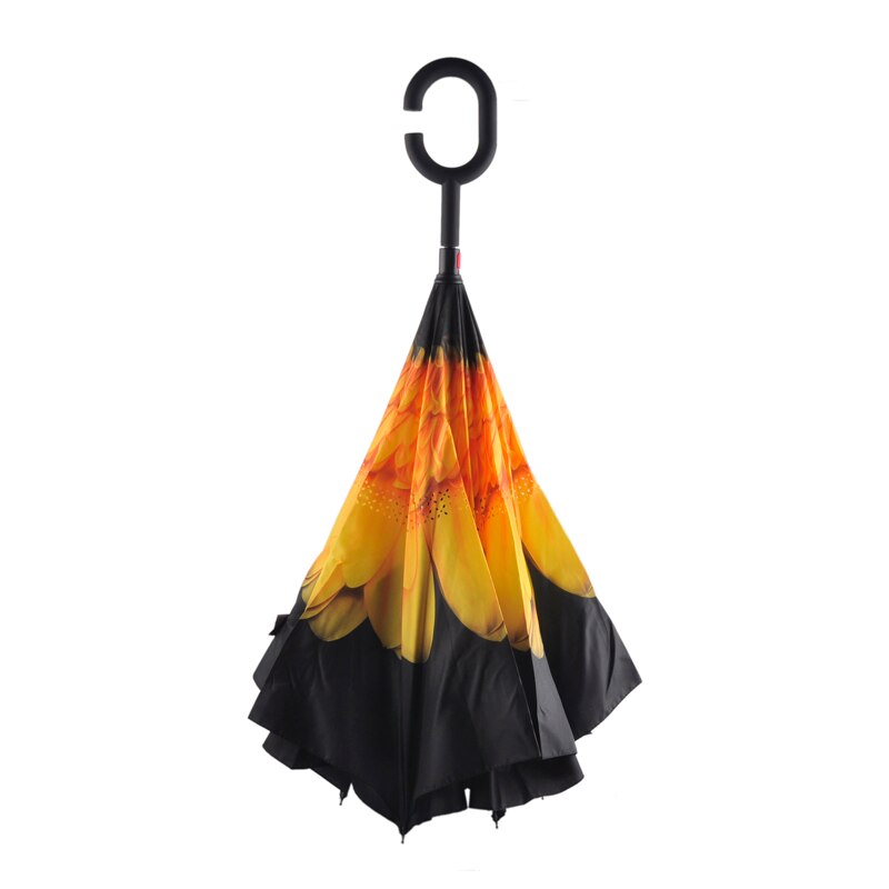 Parapluie inversé Double couche rabattable coupe-vent Protection contre la pluie auto-Stand Protection contre la pluie c-crochet mains pour femmes enfants