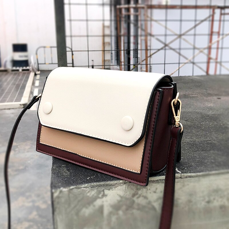 neue frauen tasche kleinen platz tasche Koreanische Ausführung Schlag farbe schulter tasche PU leder damen umhängetasche