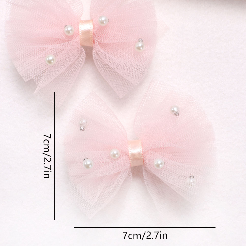 Horquilla de encaje rosa de 4 piezas para niña, pinza para el pelo con lazo de perla dulce, pasadores de Boutique, tocado coreano, accesorios para el cabello