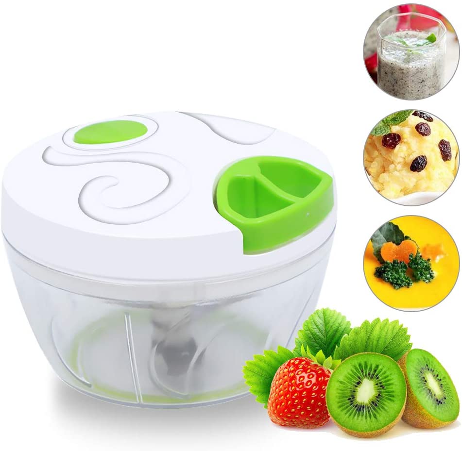 Manual Food Chopper, Compact &amp; Powerful Hand Held Vegetable Chopper/Blender to Chop Fruits/Vegetables/Nuts/Herbs/Onions etc
