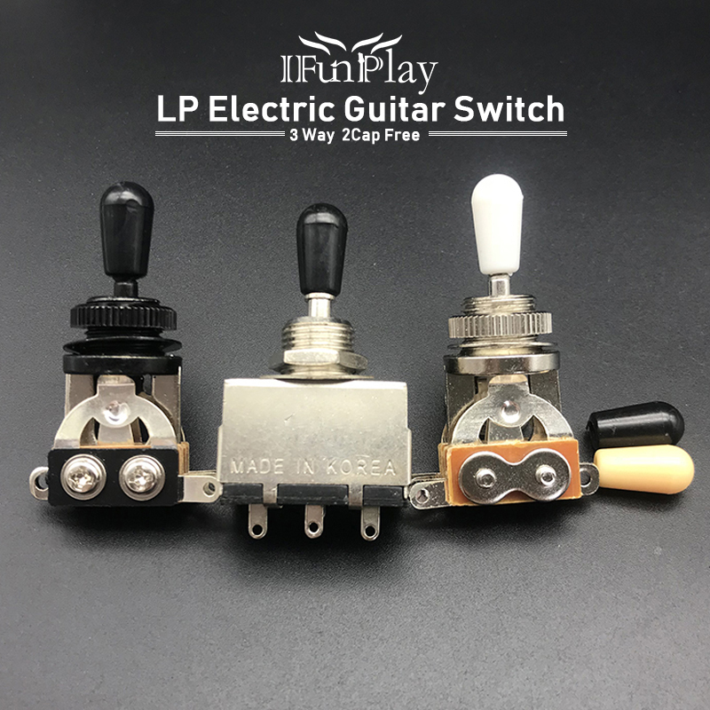 Metal 3 Way Alternar Controle Interruptor, Interruptor de Guitarra Elétrica com 2Pcs Interruptor Tip, LP, SG, Livre