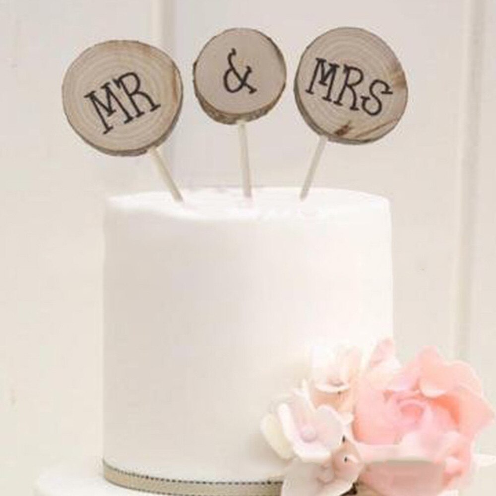 3 stk mr &amp; fru rustikk bryllupskake toppers forlovelse trebokstaver #39 valentinsdag jubileumsfest dekorasjon