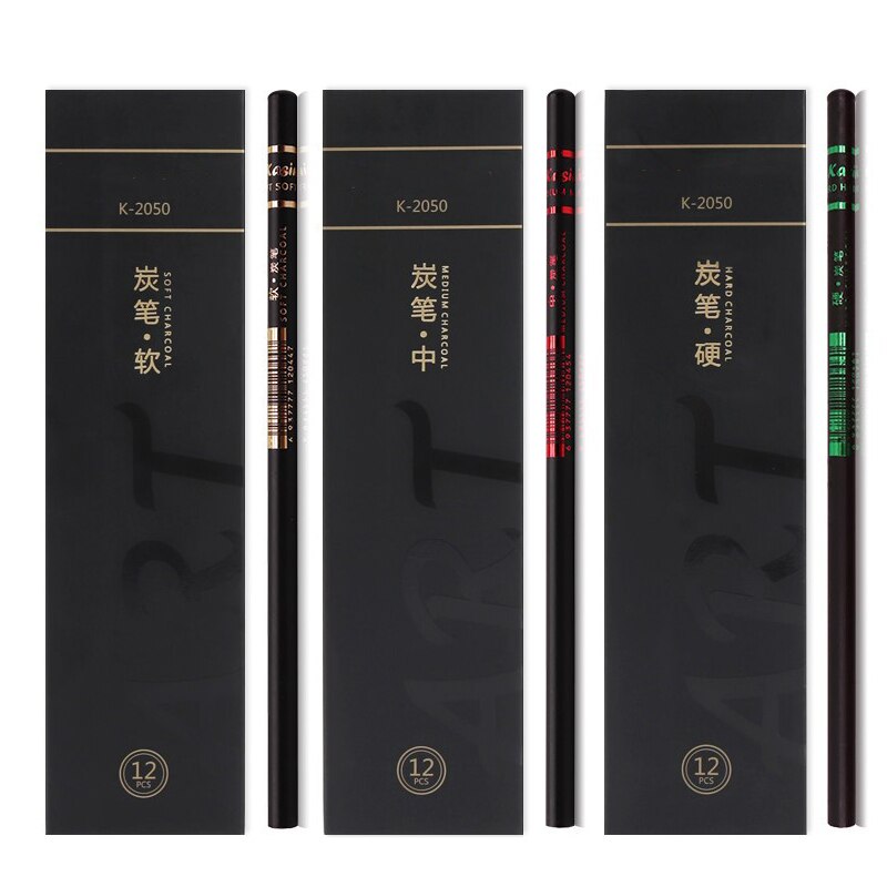 12 charcoal art soft drawing pencils sketch painting pencils learning stationery black matte art supplies